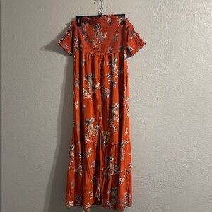 Xhilaration Red Floral Button‑Front Dress • Size Large